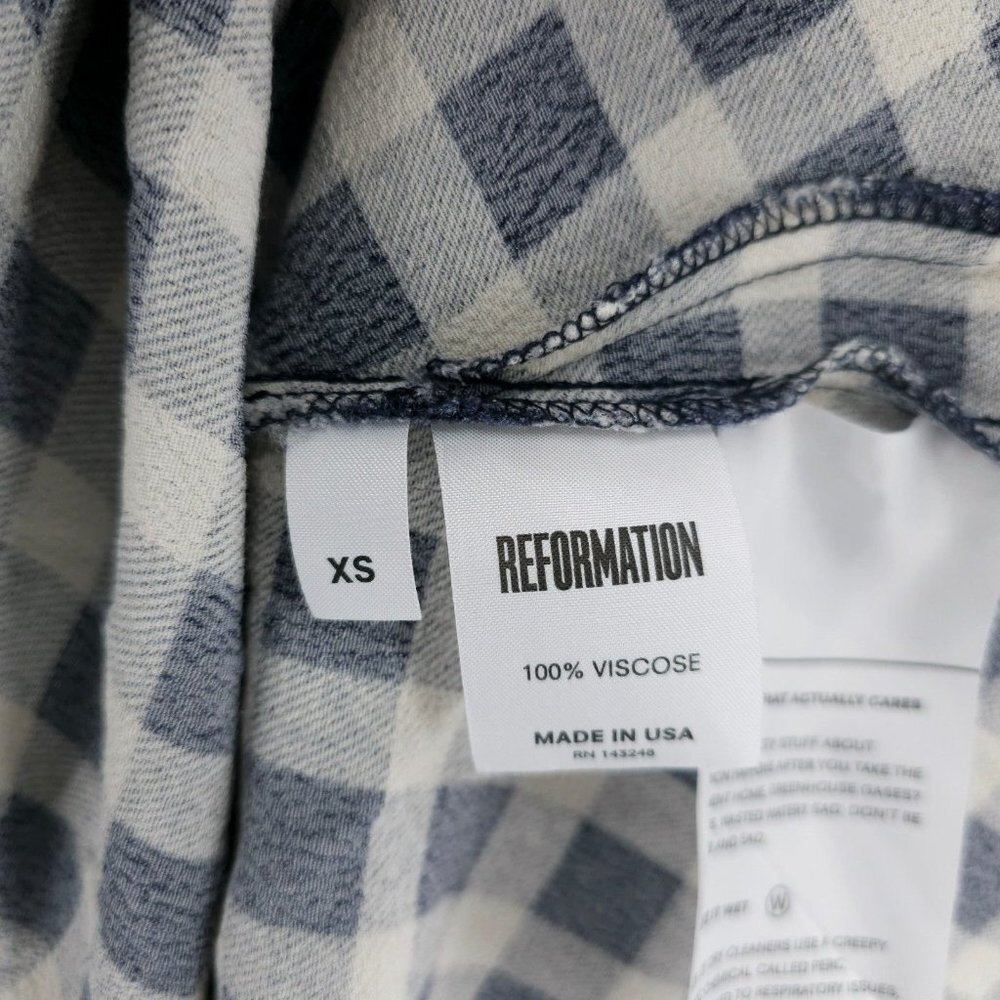 REFORMATION Mini Dress Blue White Gingham Check Fit Flare XS - Picture 6 of 8